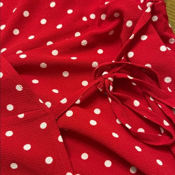 City Chic Red Polka Dot V-Neck Wrap Blouse Plus size 18 2x - Picture 3 of 8